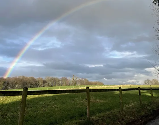 Der Hof von Annievation mit Regenbogen